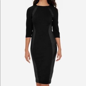 Eva Longoria Black Dress with Leather Paneling